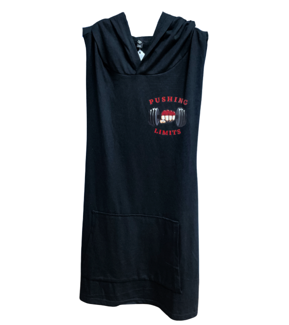 HOODED TANK TOP - BREAKING BARRIERS * PUSHING LIMITS - BLACK