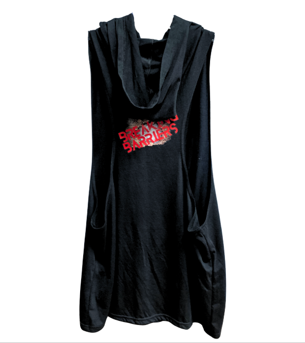 HOODED TANK TOP - BREAKING BARRIERS * PUSHING LIMITS - BLACK